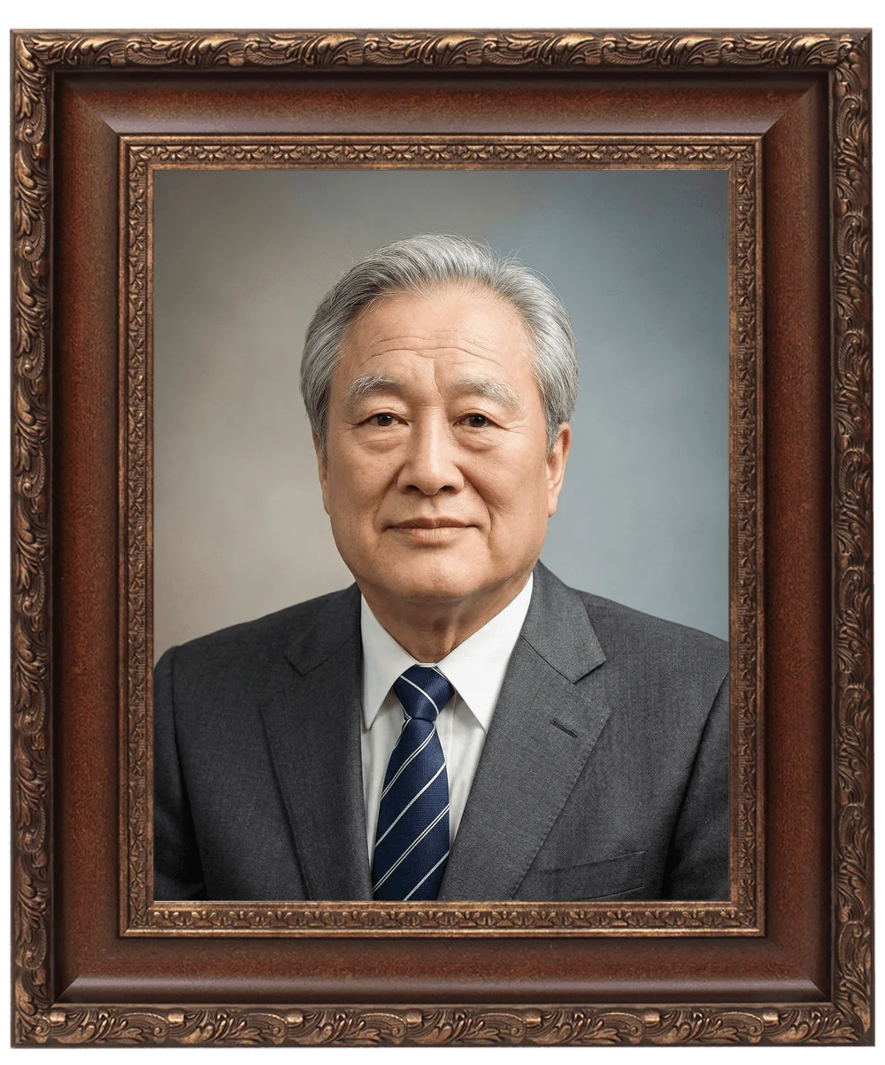 원목 액자에 담긴 영정 완성 예시