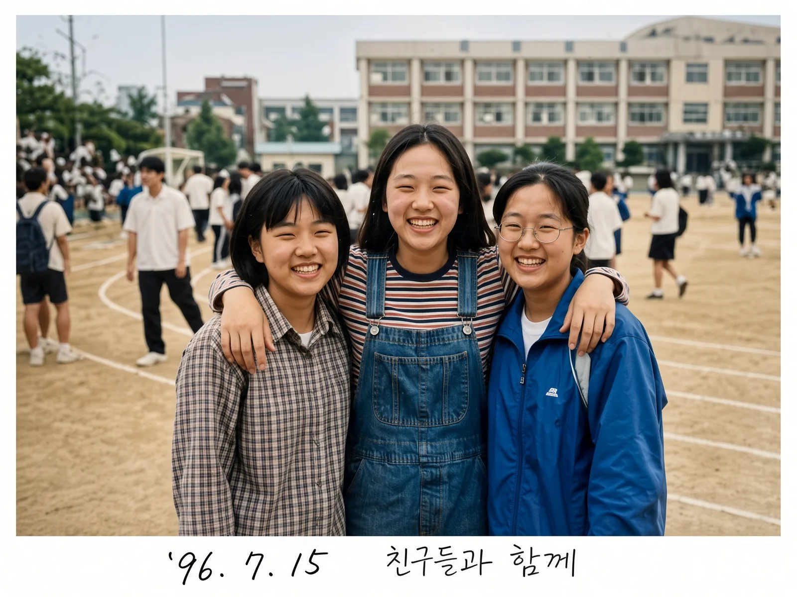 그 시절 운동장에서 친구들과 — 추억사진 생성 예시